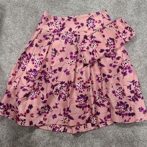 Express 100% Silk Skirt 10 Pink WITH Clutch